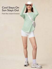 OutZeal Dam Utomhuströja Vandringstopp med långärmad UV-skydd och sval känsla i sidfickan med tumhål - Grön - Visa 2