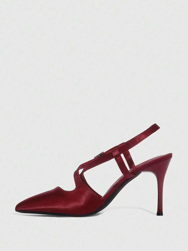 CUCCOO SZL Women's Pointed Toe Buckle Design Fashionable High Heels, Versatile For Daily Wear Spring Shoes