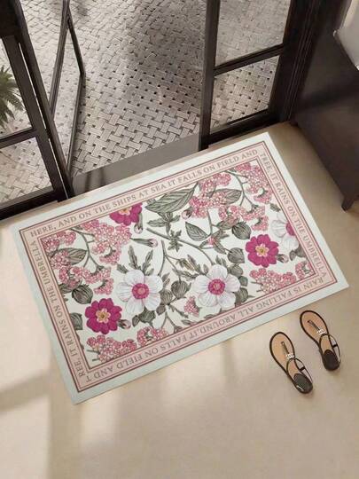 1PC Floral Bath Mat, Non-Slip Bath Mat, Bathroom Mat, Quick Absorbent, Fast Drying, Non-Slip Absorbent Quick Dry, Floral Design, Black & White Camellia Bathroom Mat, Soft Absorbent Mat. Bathroom Floor Mat - Non-Slip Bath Mat, Bathroom Mat, Quick Absorbent, Fast Drying, Non-Slip Absorbent Quick Dry, Non-Slip, Absorbent. Suitable For Kitchen And Bathroom Entrance Mats, Home Bathroom Entrance Absorbent Mat Kitchen Rug