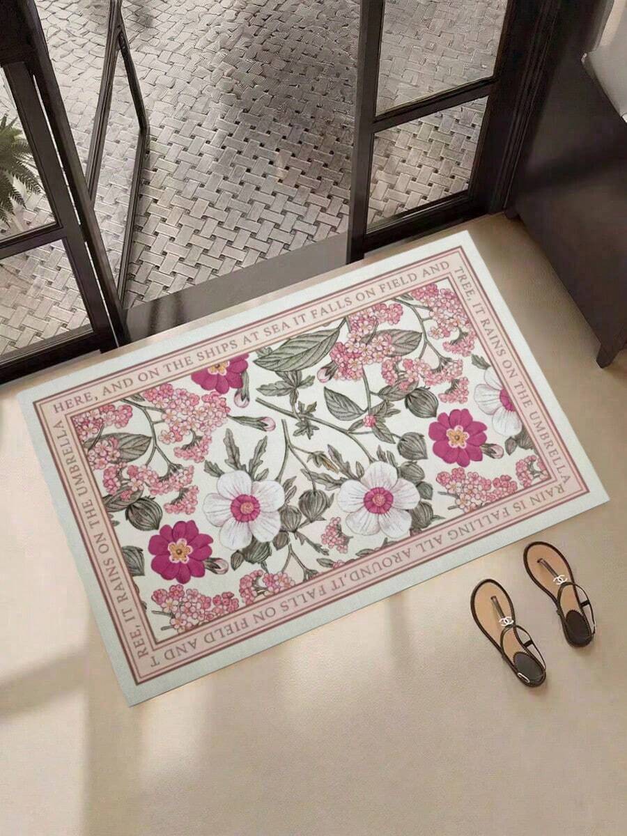 1PC Floral Bath Mat, Non-Slip Bath Mat, Bathroom Mat, Quick Absorbent, Fast Drying, Non-Slip Absorbent Quick Dry, Floral Design, Black & White Camellia Bathroom Mat, Soft Absorbent Mat. Bathroom Floor Mat - Non-Slip Bath Mat, Bathroom Mat, Quick Absorbent, Fast Drying, Non-Slip Absorbent Quick Dry, Non-Slip, Absorbent. Suitable For Kitchen And Bathroom Entrance Mats, Home Bathroom Entrance Absorbent Mat Kitchen Rug - Multicolor - View 1