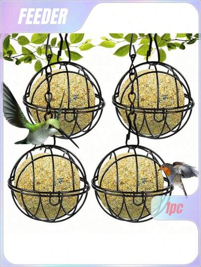 2/4pcs Chit Ball Holder, Bird Feeder, Metal Hanging Bird Feeder, Fat Ball Holder For Hanging, Bird Feeder For Wild Birds, Garden