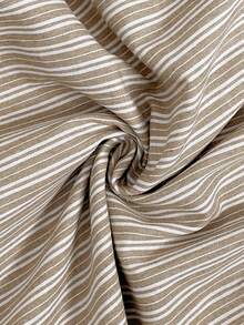 SHEIN LUNE Women's Casual Striped V-Neck Short Sleeve Mini Dress, Suitable For Daily Wear, Vacation And Outdoor Activities, Spring/Summer - Apricot - View 7