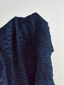 SHEIN Unity Women's Solid Color Sequin Pleated Ruffle Hem Fashionable Tube Dress - Navy Blue - View 6