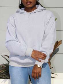 Steph T Women's Thermal Lined Sweatshirt With Disco Club Light Bulb Print, Long Sleeve Tops Graduation,Back To School Outfits,Graduation,Teacher Outfits For Women,Back To School Pullover Fall Outfit - Grey - View 4