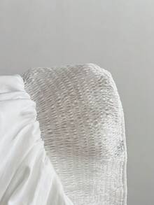 Elamini Sexy Sleeveless Spaghetti Strap Beaded Floral Trim Peplum Camisole Top, Summer - White - View 7