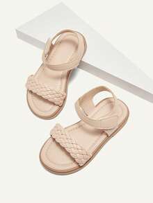 Cozy Pixies 1 Pair Of Summer Cute Girl Fun Princess Outdoor Woven Belt Idyllic Vacation Fashion Versatile Party Party Children Flat Sandals - Apricot - View 10