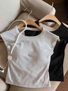Resyla Camiseta de tirantes de mujer de unicolor, cuello redondo y espalda abierta, de estilo casual - Multicolor - Ver 2