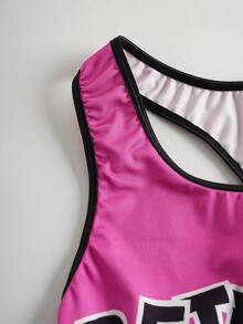 Betty Boop x SHEIN Women's Letter Pattern Scoop Neck Bra And Cartoon Figure Graphic Panty Set - Hot Pink - View 8