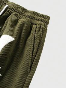 ROMWE MEN Men's Casual Letter Embroidery Drawstring Waist Shorts, Summer - Green - View 4