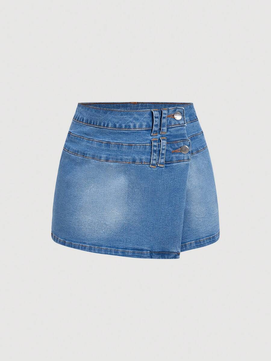 Sweetra Women's Casual Denim Mini Skirt - Blue - View 1
