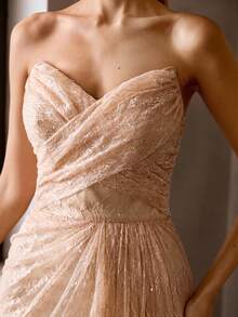 MOTF Soiréza WOMEN'S LACE BANDEAU DRESS, SUITABLE FOR SPRING/SUMMER OCCASIONS - Pink - View 3