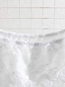 GlowEve Women's Lace Fabric Ruffle Off-Shoulder Elastic Waist Pleated A-Line Elegant Romantic Vacation Blouse, Summer - White - View 3