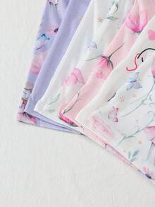 7pcs/Set Random 2pcs Girls Cute Floral & Fairy Print Fitted Long Sleeve Top And Pants Homewear Set - Multicolor - View 8