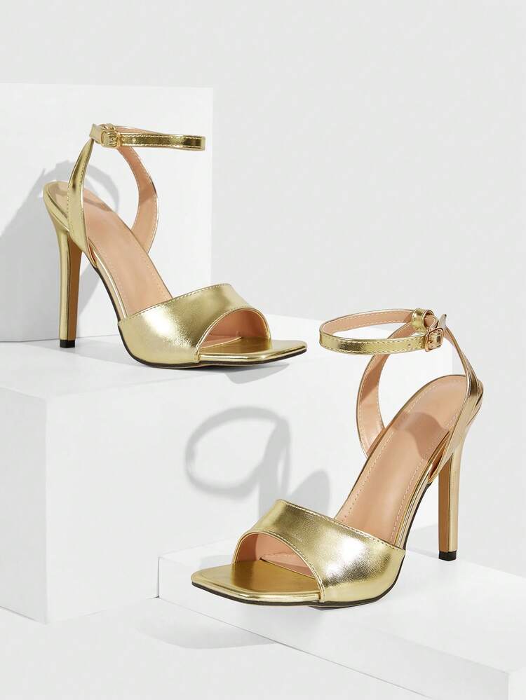 CUCCOO SZL Women's Square Toe Buckle Design Fashionable Elegant High Heel Sandals Valentine's Day
