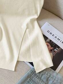 Resyla Women's New Arrival Spring/Summer Asymmetric Hem Slit Design Camisole - Apricot - View 4