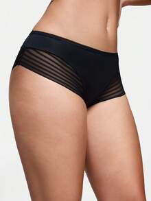 SHAPORA 1件装女士极简线条设计黑色内裤 - 黑色 - 查看 4