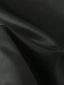 SHEIN Franclia 时尚简约纯色亮面领褶裥装饰纽扣无袖蝴蝶结修身优雅女士连体衣 - 黑色 - 查看 3