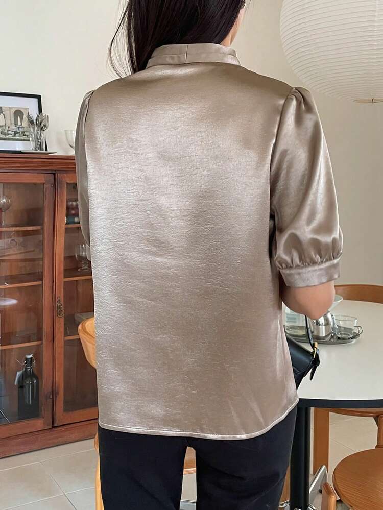 Women's Loose Casual Satin Blouse, Suitable For Spring, Summer, Valentine's Day