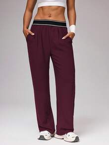 Eassivo Eassivo 女士休闲运动裤 - 紅色 - 查看 4