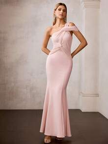 MOTF Soiréza WOMEN'S ELEGANT MERMAID STYLE LONG FORMAL DRESS - Baby Pink - View 4