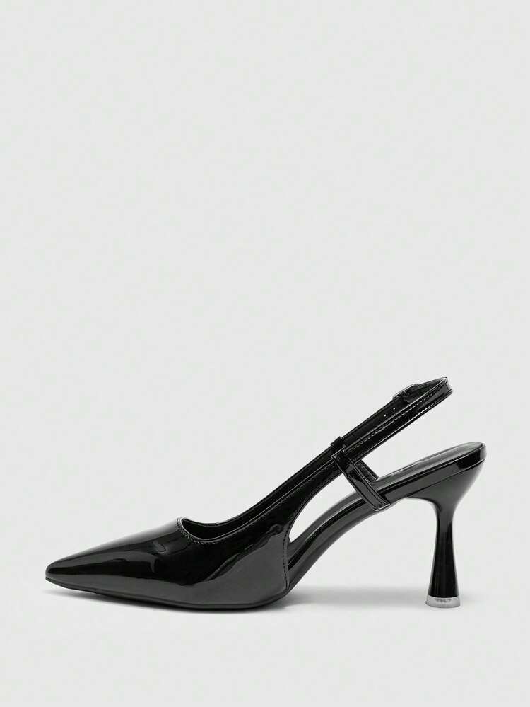 CUCCOO BIZCHIC Women Shoes Pointed Slender Heel Black Fashion Basics Daily Versatile Commuter Women's High Heel Shoes Slingback Shoes Women's Shoes Spring Shoes