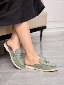 Sleekvia 女士百搭时尚平底鞋，适合日常穿着 - 墨綠色 - 查看 3