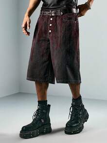 ROMWE MEN Goth Quần short denim nam dáng rộng 5 inch - màu đen - Xem 6