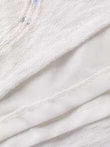 DAZY Đầm nữ màu trơn cổ chữ V thêu họa tiết xoắn tay ngắn kiểu dáng thường ngày. - trắng - Xem 9