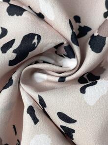 SHEIN Frenchy Women's V-Neck Allover Print Ruched Waist Elegant Party Mini Dress - Khaki - View 7