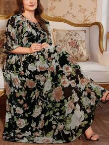 Reflora Đầm hè xếp ly hình học thanh lịch cỡ lớn bằng vải chiffon - Nhiều màu - Xem 3