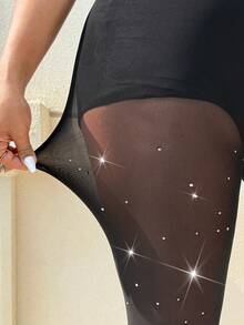 GalTyme Quần legging lưới xuyên thấu gợi cảm dành cho phụ nữ cỡ lớn - màu đen - Xem 2