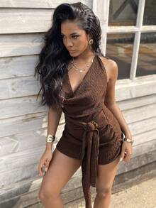 Vaytide Brown Long Sleeve Sexy Slimming Casual Beach Cover-Up, Popular Item For Spring/Summer - Brown - View 4