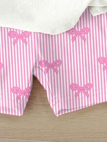 2pcs/Set Baby Girl Cute Pink And White Bow Decor Striped Round Neck T-Shirt And Shorts,Summer Family Matching Outfit,Casual Soft Clothes For Travel - 彩色 - 查看 6