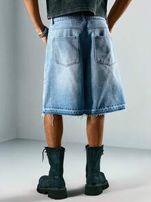 ROMWE MEN Street Life Men's Tarot Card Vintage Medieval Pattern Shorts - Blue - View 3