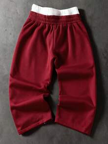 PAVTROS Quần ống rộng phong cách đường phố trẻ trung với khóa kéo đôi ở eo và hai bên hông, thời trang đường phố, dáng rộng, họa tiết đồ họa, phối đồ, bạn bè, thể hiện tình yêu với bạn trai, phong cách đường phố, cặp đôi, cạp quần đôi, viền phản quang cho các họa tiết thêu bán chạy. - Màu Đỏ Sâu - Xem 2