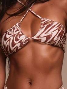 Musera Resort Printed Halterneck Bikini Top Only Swim Vacation Holiday Summer Travel Beachwear Terra Sol Spring - Multicolor - View 6