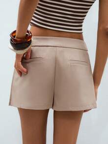 ATUI Studio 卡其色女式低腰口袋修身迷你裙 - 卡其色 - 查看 3