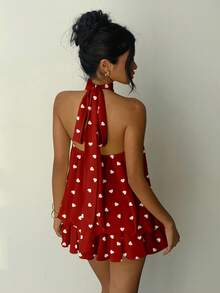 Aloruh 女士迷你连衣裙，心形印花图案 - 彩色 - 查看 3