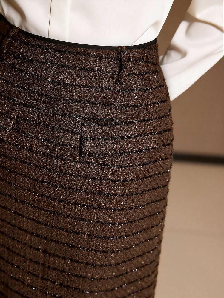 MINIMALIST STYLISH SEQUIN DETAIL SKIRT