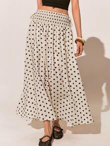 Falda larga casual de mujer con estampado de lunares - Multicolor - Ver 2