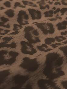 Franclia Áo sơ mi nữ tay dài dáng rộng, họa tiết da báo, đơn giản và dễ phối đồ cho mặc hàng ngày, thích hợp cho mùa thu/đông. - Cà phê nâu - Xem 7