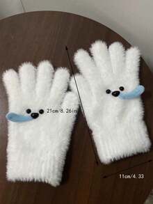 Joivida A Pair Of Winter Gloves, A Cute Snot Puppy, Simple Girl's Wool And Thickened Gloves, Cold-Proof Knitted Gloves, And Long Plush Warm Gloves, Suitable For Winter Commuting Warmth And Cold Protection, Valentine's Day - Multicolor - View 7