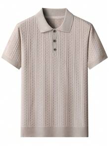 Manfinity CityGents Men's Textured Polo Collar Short Sleeve Casual Knit Top
