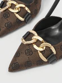 Sleekvia Women's Pointed Toe Buckle Design Everyday Versatile Fashion High Heels - Brown - View 8