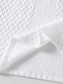 Vacaura 青少年男童撞色罗纹条纹短袖Polo衫 - 白色 - 查看 8