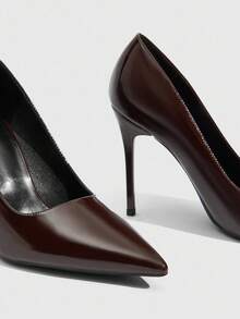 CUCCOO SZL Giày nữ, giày cao gót mũi nhọn đơn giản, thanh lịch, thời trang, gợi cảm, màu nâu, phù hợp cho các bữa tiệc, liên hoan, hộp đêm và các dịp khác. - cà phê gương - Xem 6
