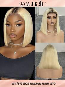 Ombre Blonde Short Human Hair Wigs Bob 4/613 Straight Bob 13x4x1 Transparent Lace Front Human Hair Wig 180% Density Brazilian Skin Melt Lace T Part Wigs Human Hair