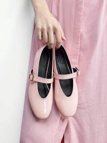 CUCCOO BIZCHIC Giày bệt Mary Jane thời trang nữ, đa năng, thoải mái, thích hợp cho dịp Giáng sinh - Màu Hồng baby - Xem 5