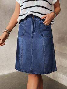 EMERY ROSE Women's Casual Daily A-Line Washed Denim Mini Skirt, Summer - Blue - View 8