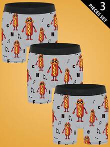 3pcs/Pack Men's Printed Boxer Briefs - Multicolor - View 1